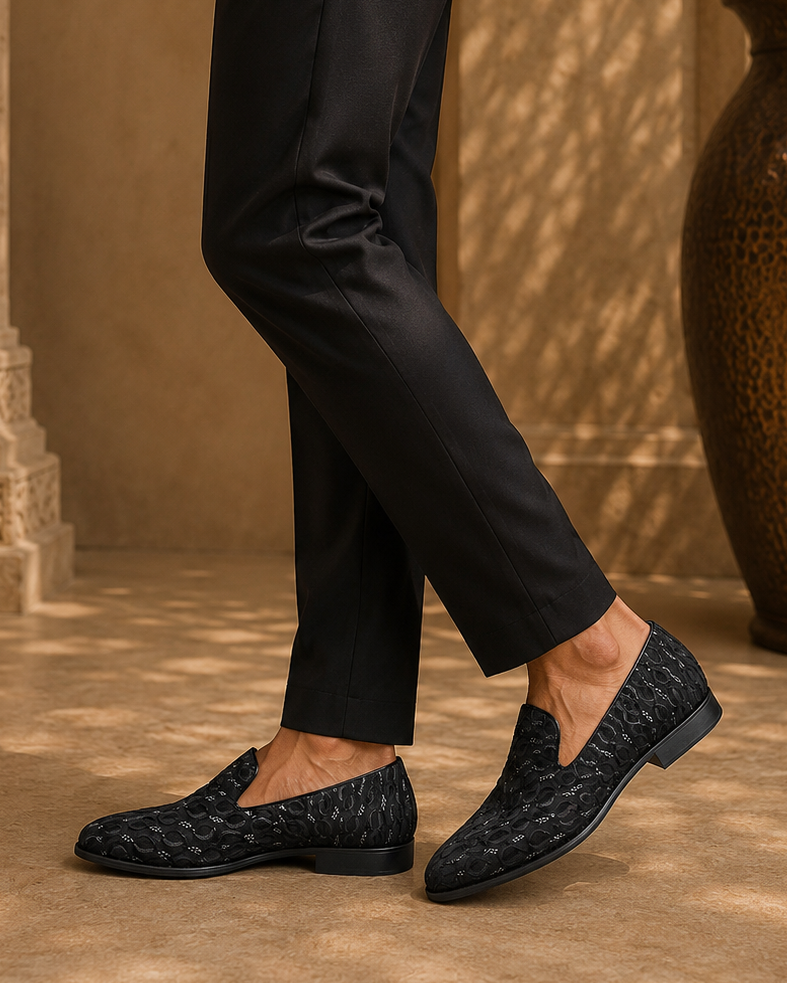 Isernia Ethnic Slip Ons Black