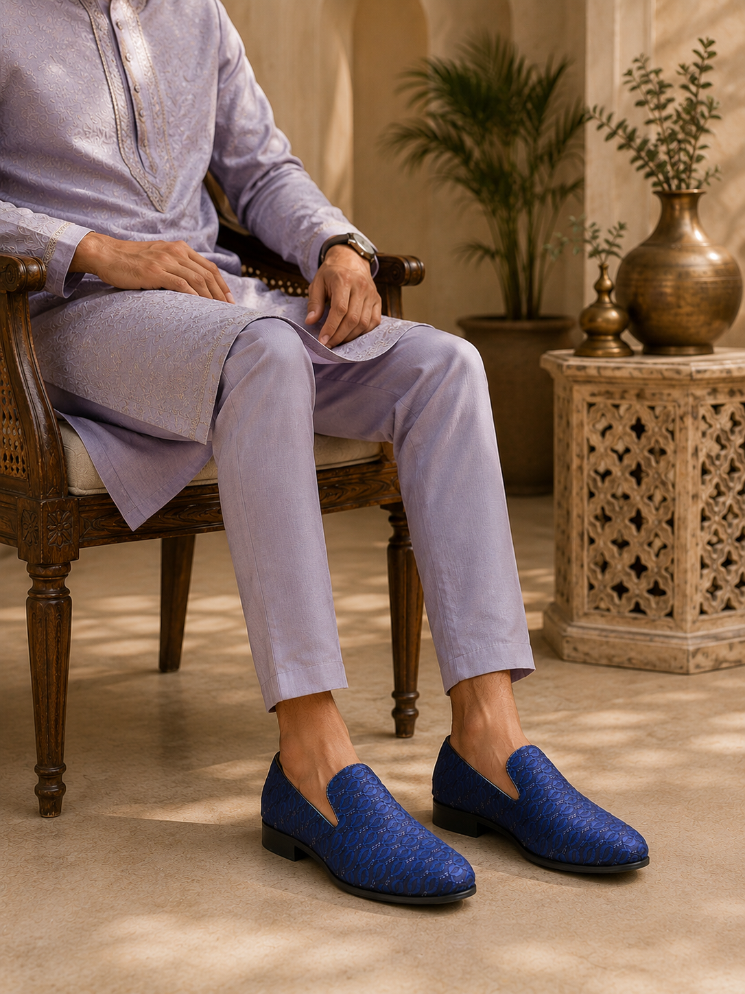 Isernia Ethnic Slip Ons Navy