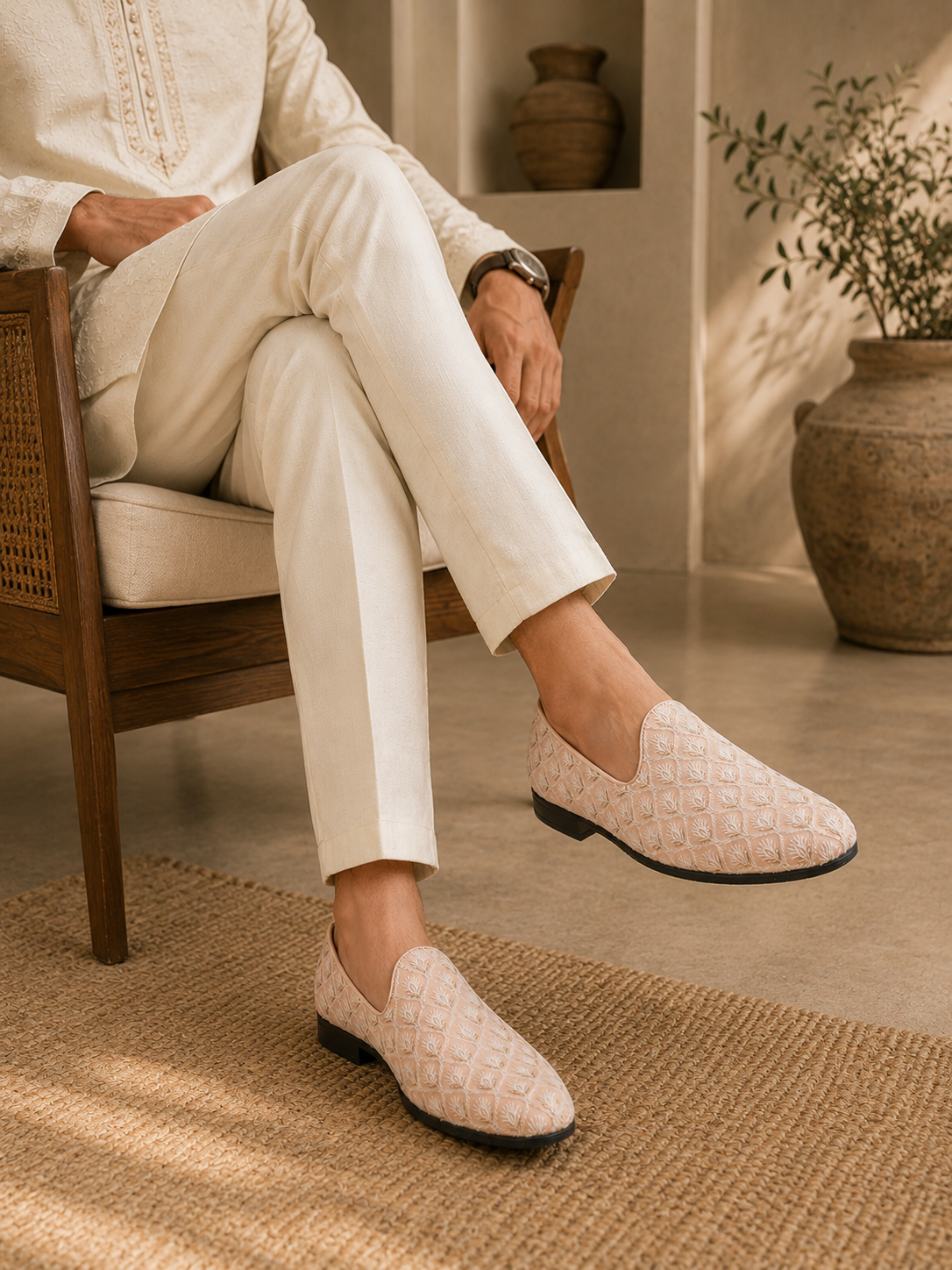 Oristano Ethnic Slip Ons Pink