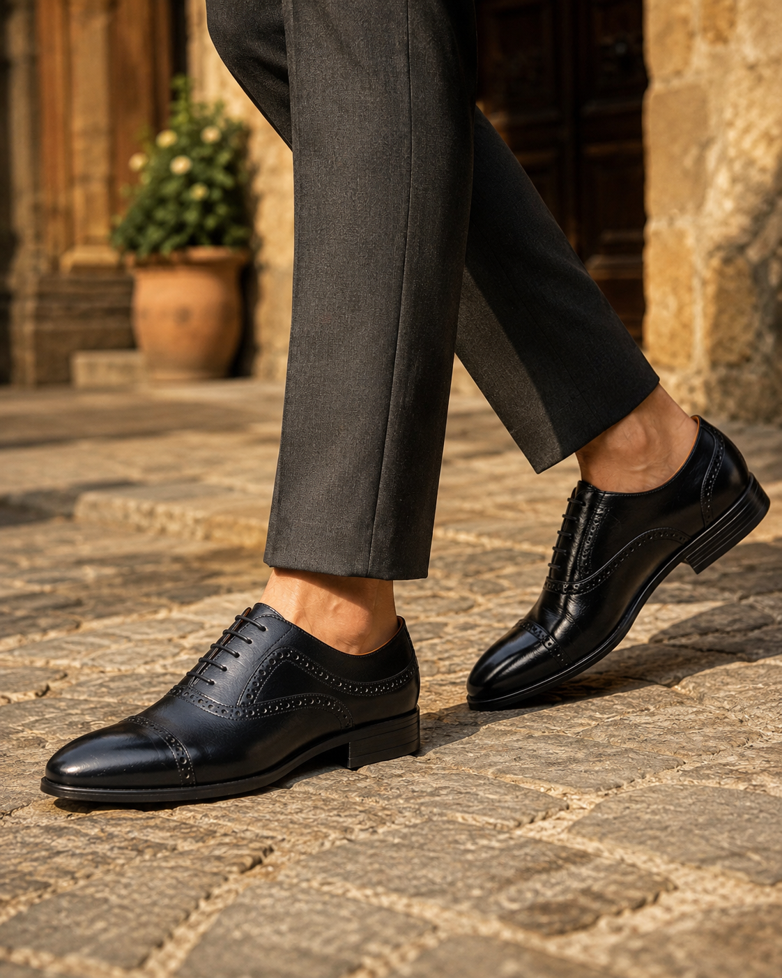 Mario Leather Derby Shoes Black