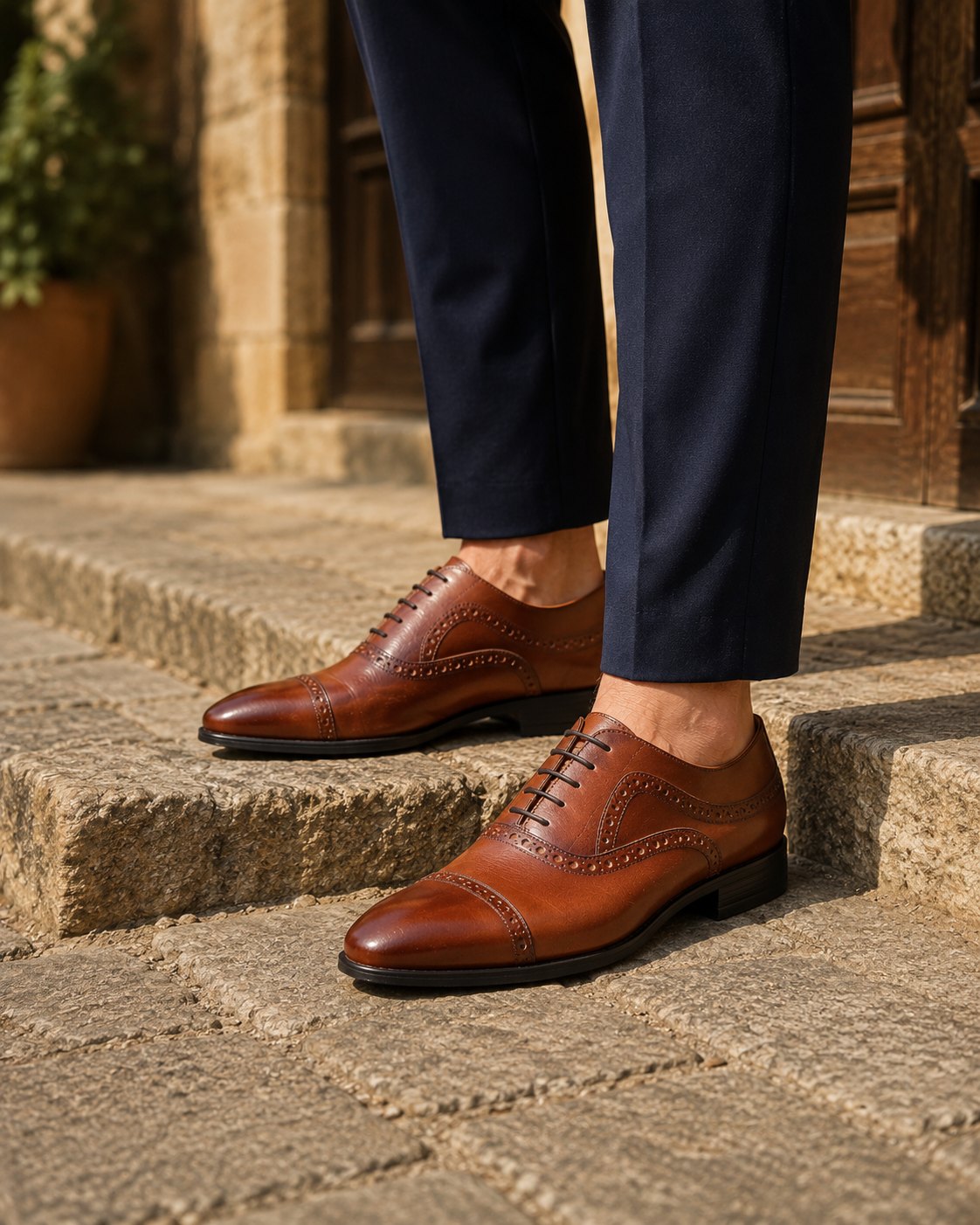 Mario Leather Derby Shoes Tan