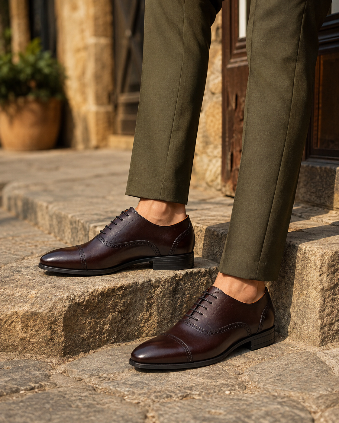 Massimo Leather Derby Shoes Brown