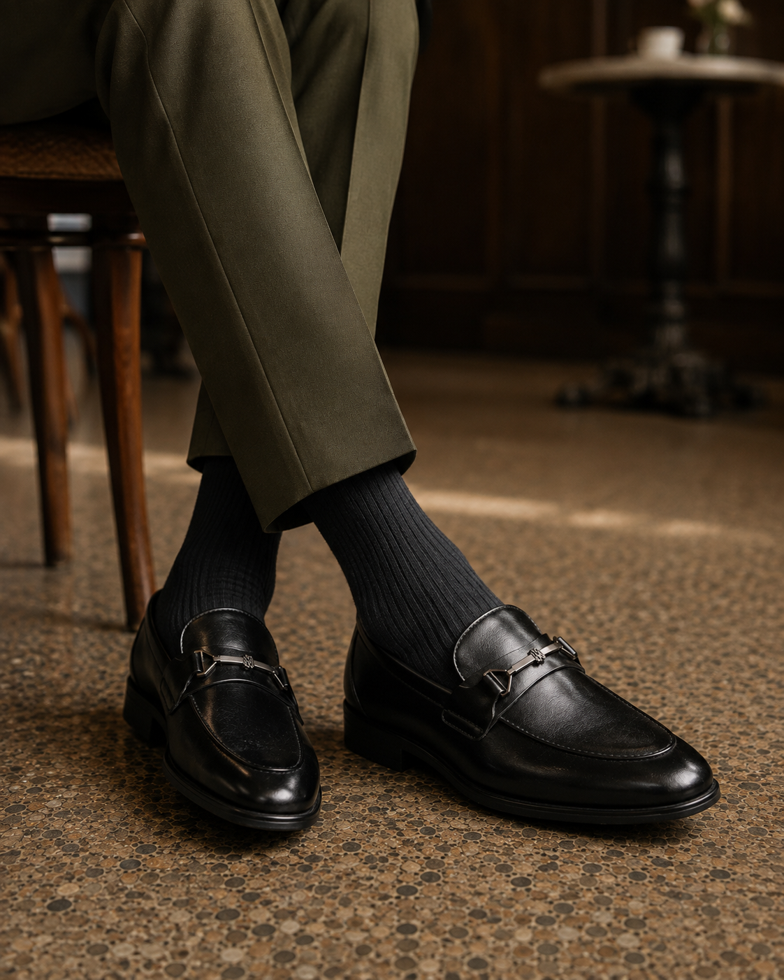 Nerio Leather Formals Shoes Black