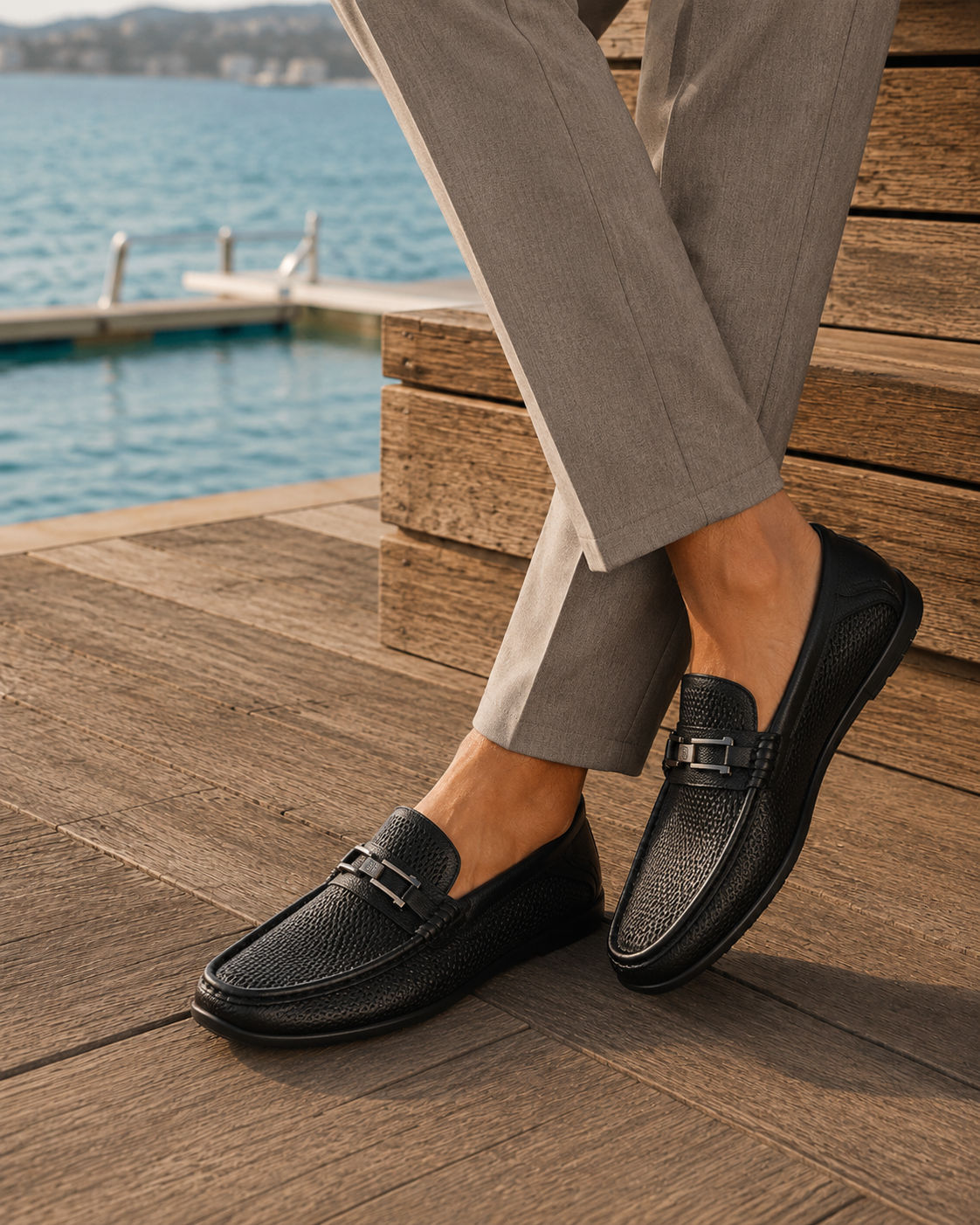 Orlando Leather Loafers Slip-on Shoes Black