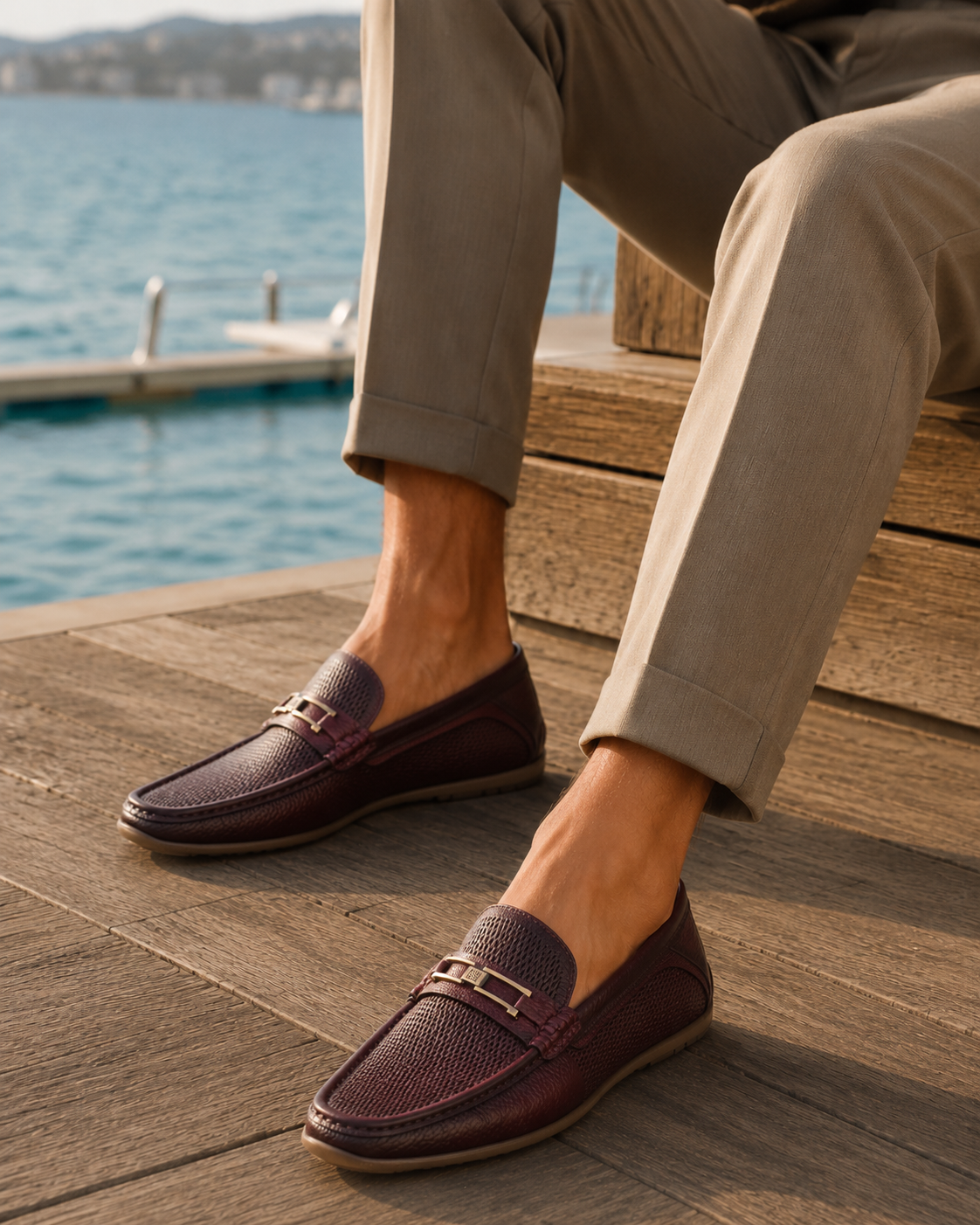 Orlando Leather Loafers Slip-on Shoes bordo