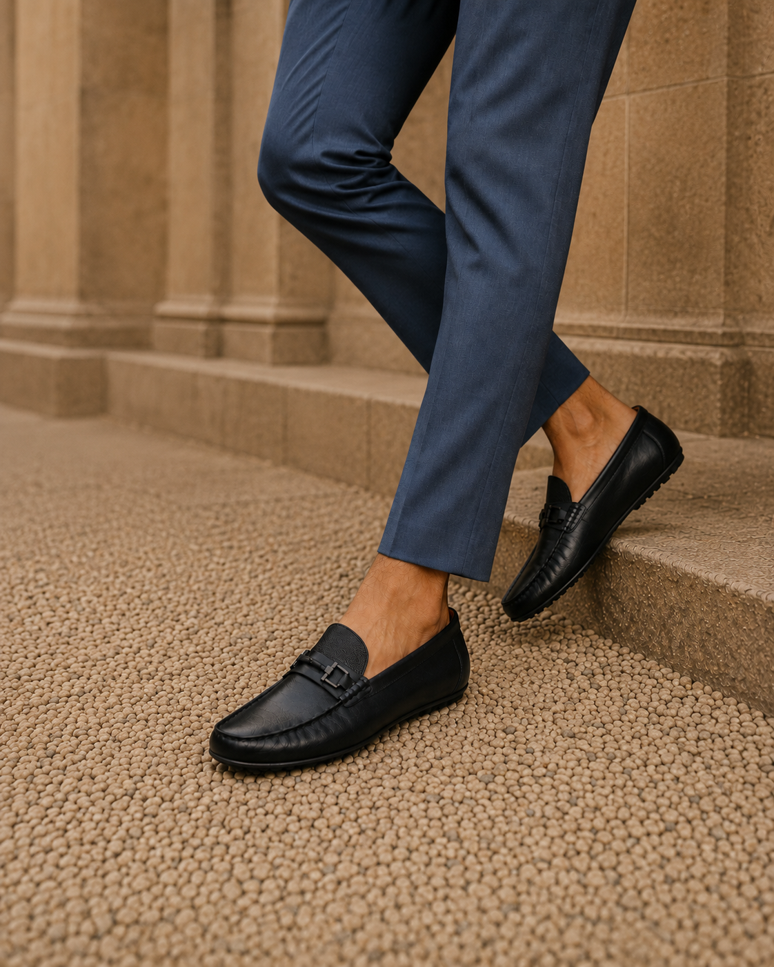 Paolo Leather Loafers Slip-on Shoe  Black