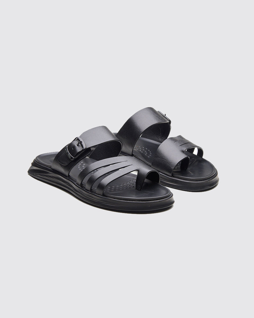 FRANZ Premium Leather  Sandals For Men's Black