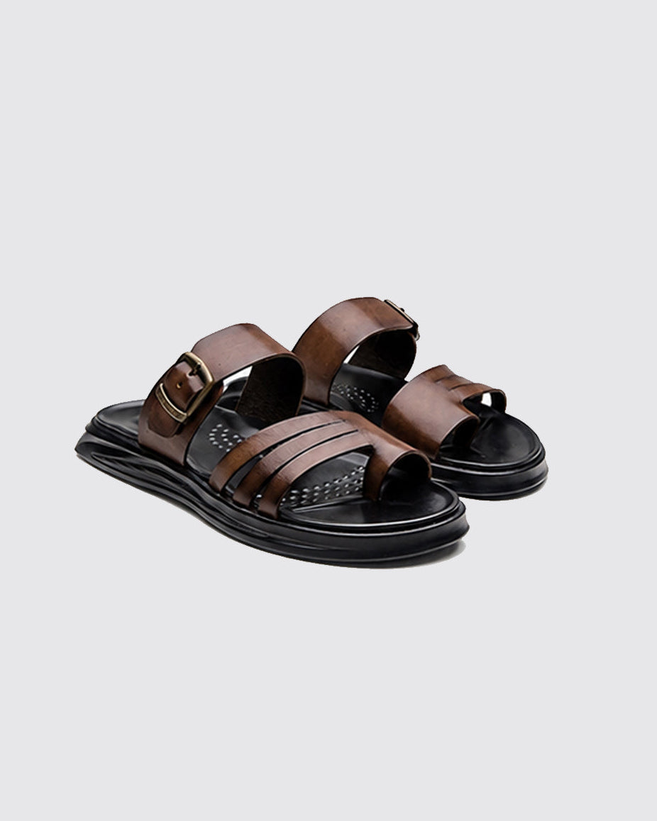 FRANZ Premium Leather  Sandals For Men's Brown