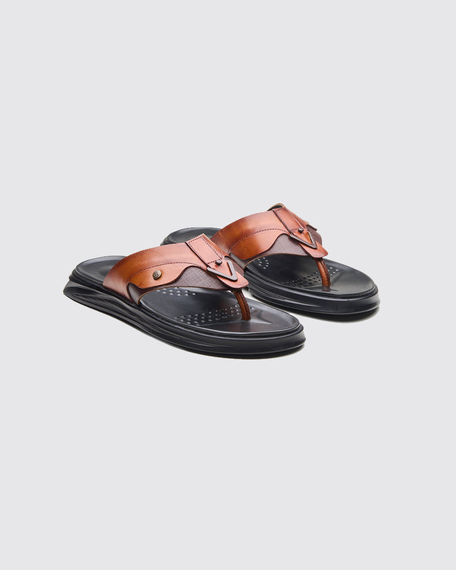 FAZIO Men's Premium Leather Sandals Tan