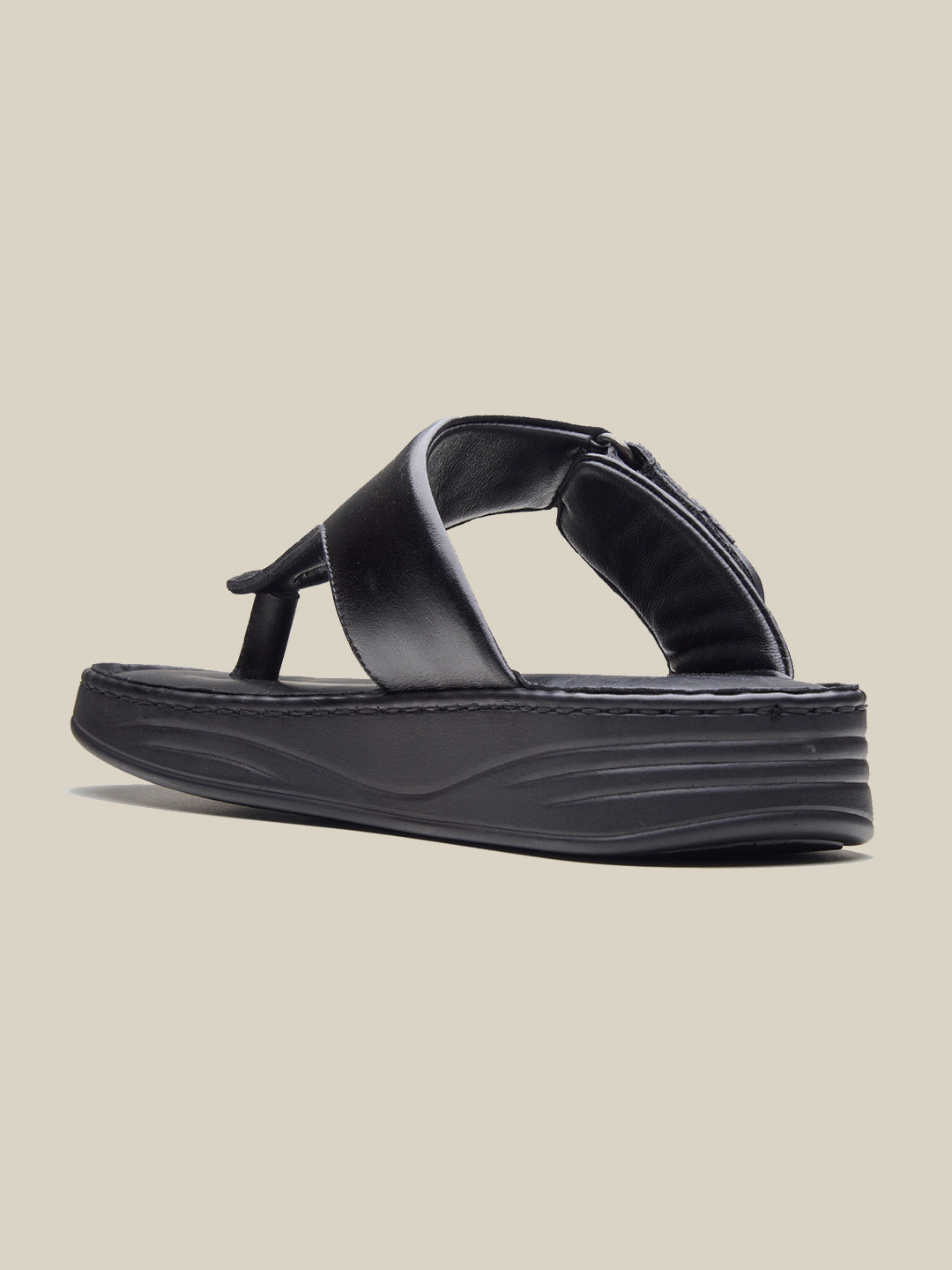 Vincen Leather Sandals Black