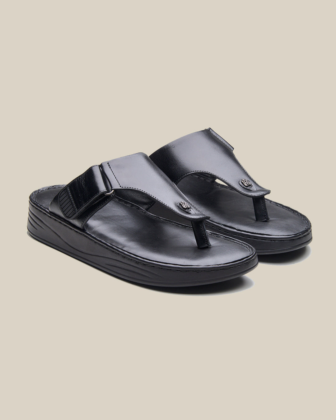 Vincen Leather Sandals Black