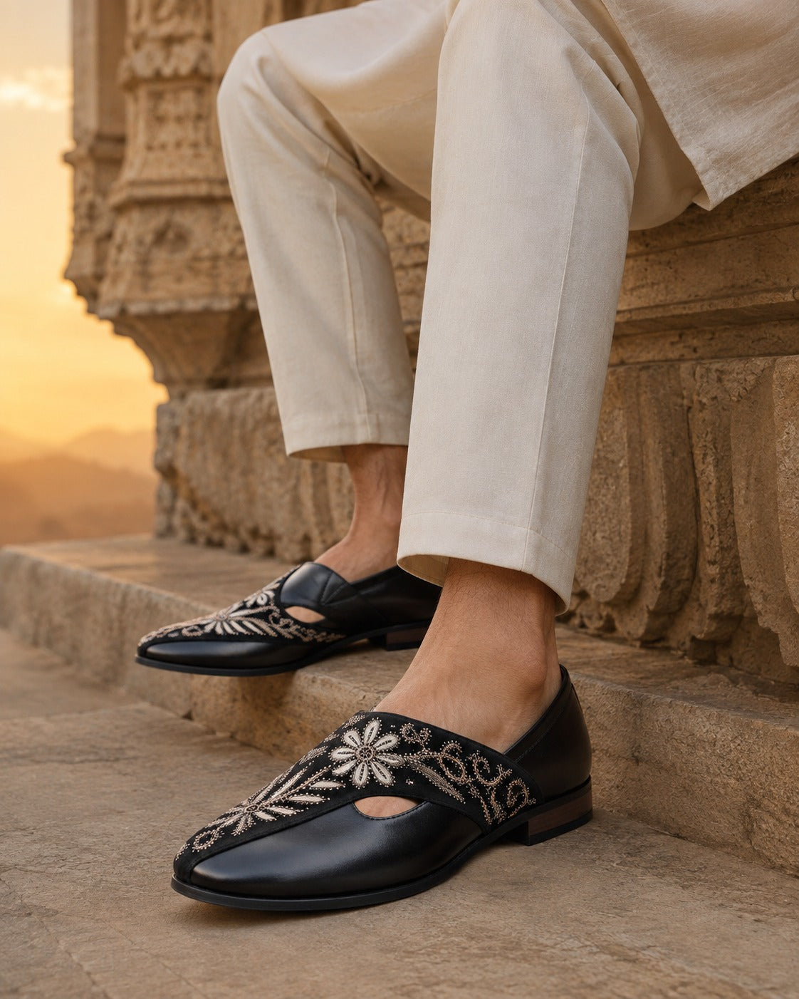 Kenzo Leather  Ethnic Slip On's shoes Black