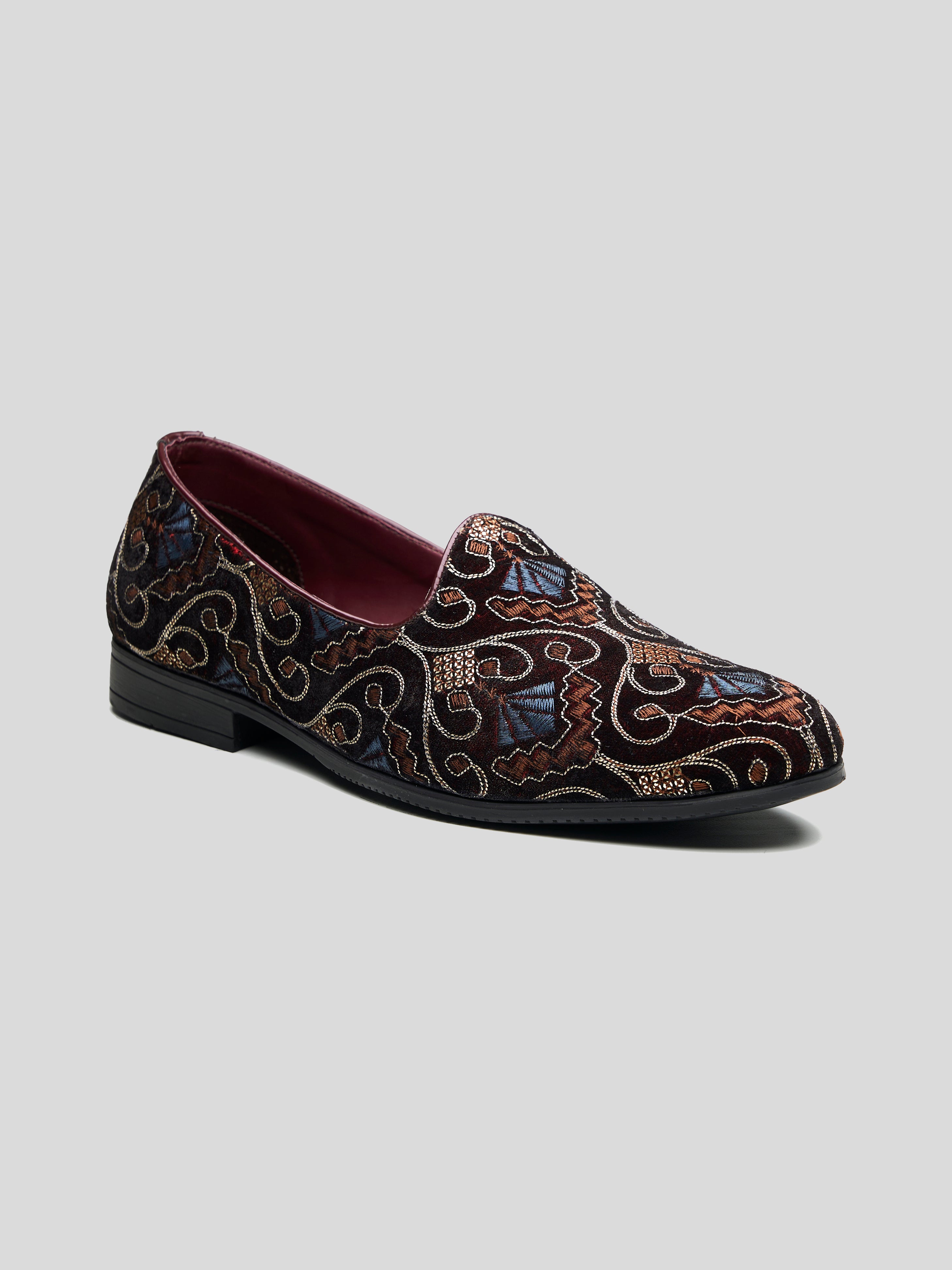 Gaetano Ethnic Slip Ons Bordo