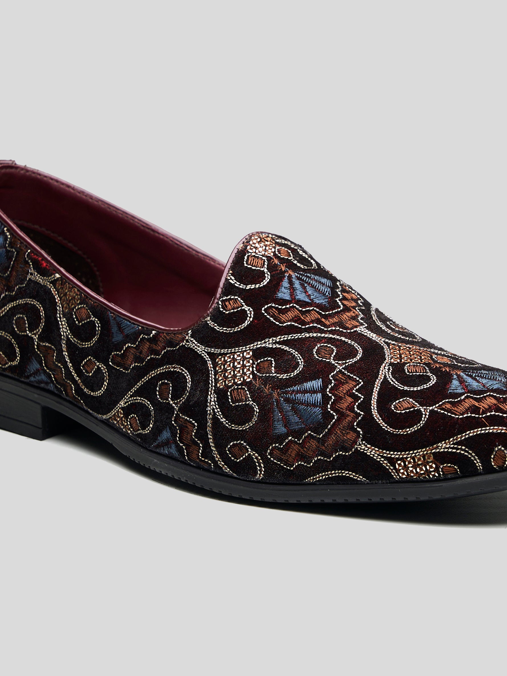 Gaetano Ethnic Slip Ons Bordo