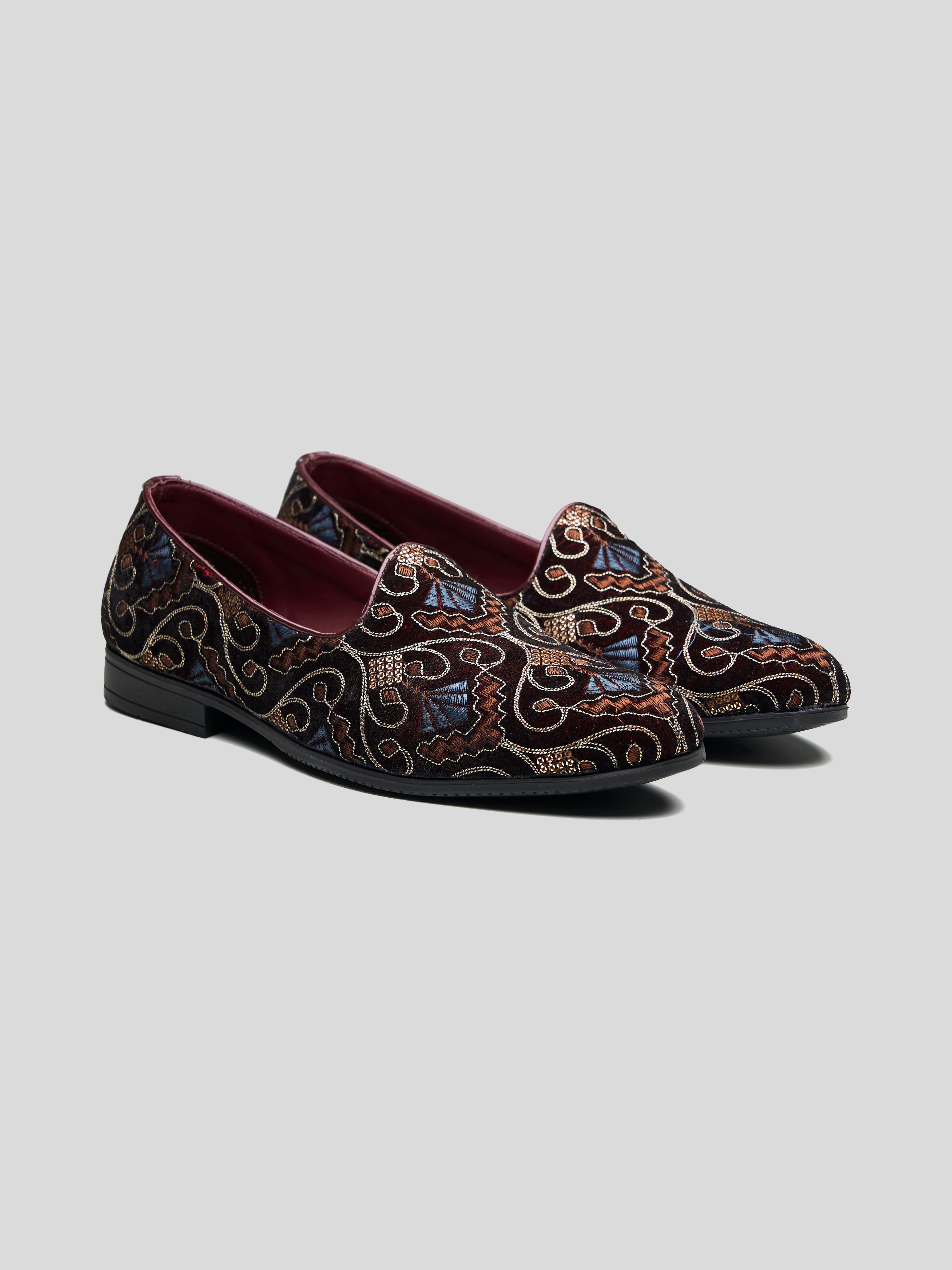 Gaetano Ethnic Slip Ons Bordo