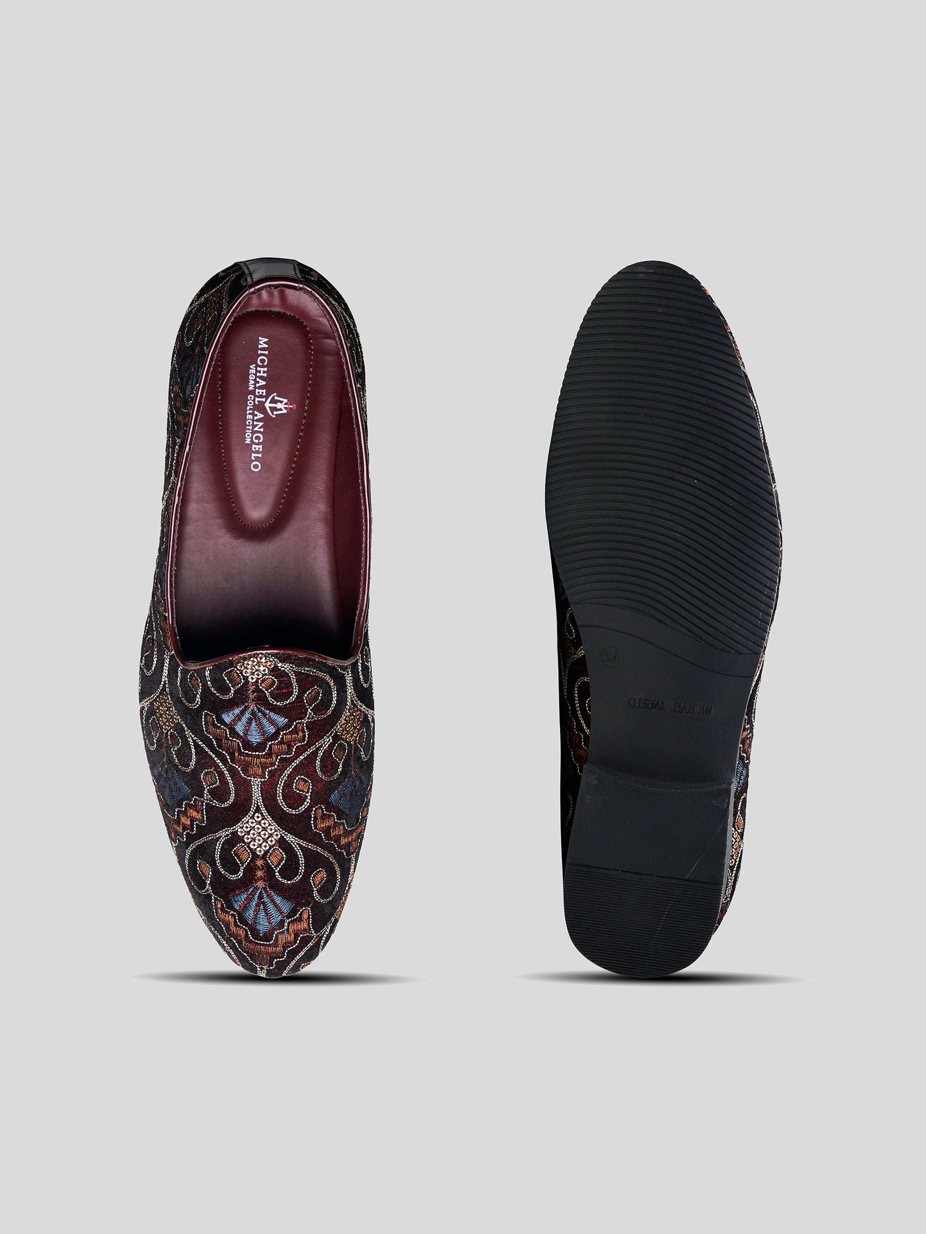 Gaetano Ethnic Slip Ons Bordo