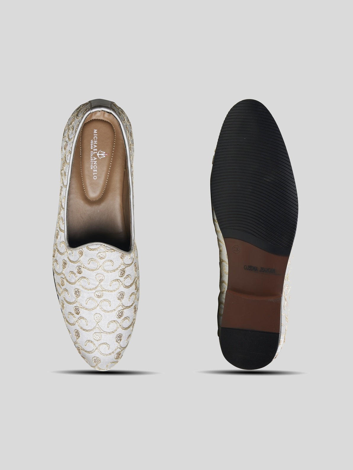 Giorgian Ethnic Slip Ons White