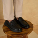 Ilario Leather Comfort Slip-on Shoes Black