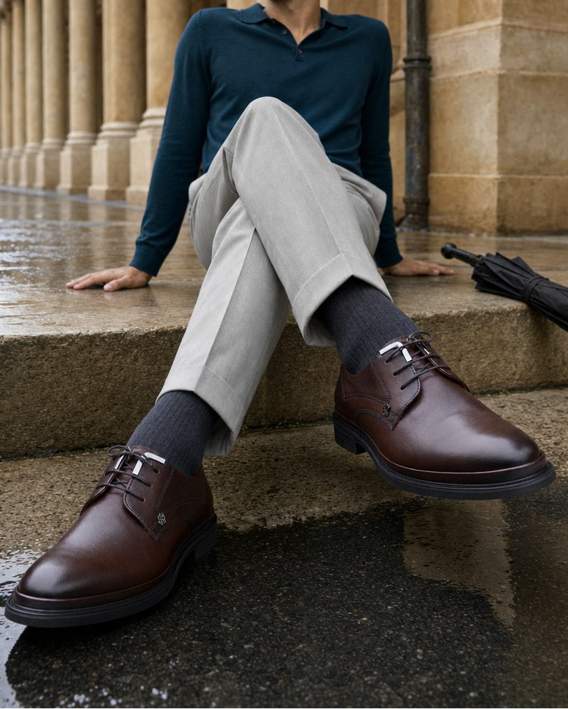 Carlo Leather Lace Up Shoes Brown