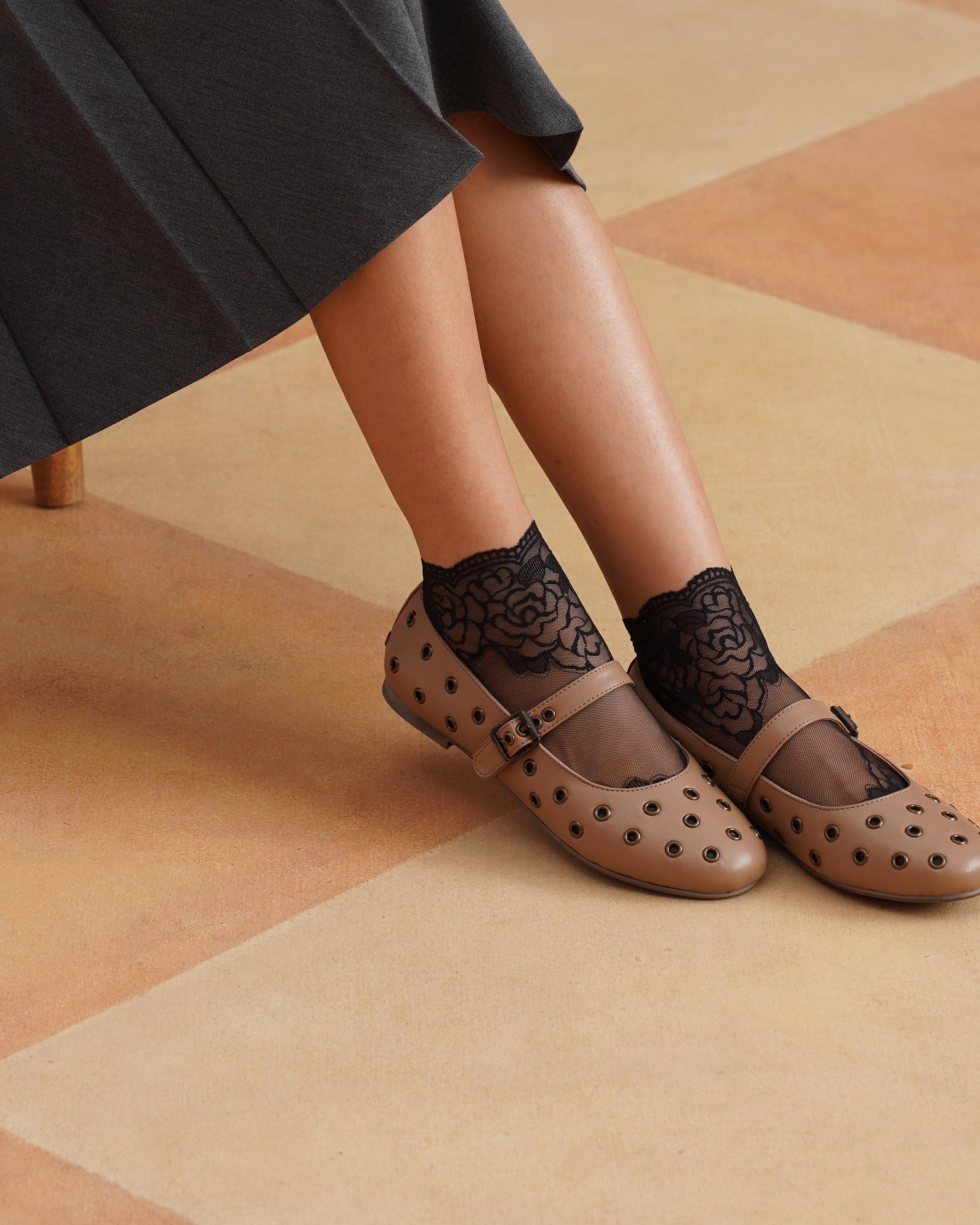 Rebello Mary Janes Taupe