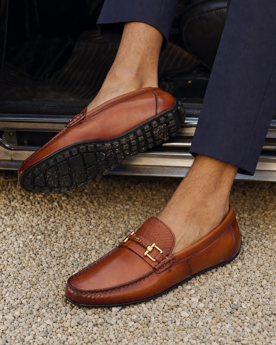 Piero Leather Loafers Slip-on Shoes Tan